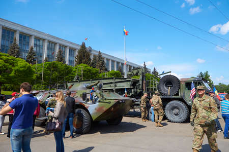 CHISINAU/MOLDOVA - 05.08.2016: USA military equipment on display in Chisinau to commemorate World...