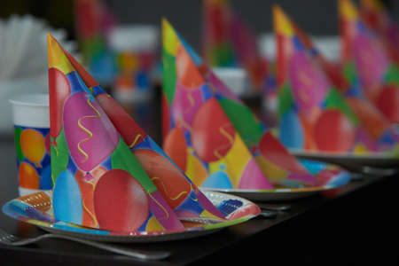 colorful napkins for birthday partyの写真素材
