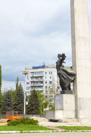 Old hotel chisinau, stefan cel mare street, blue sky and clouds, close upのeditorial素材