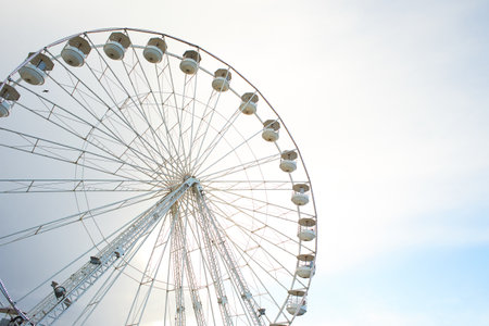 Ferris wheel with blue sky on the background.の写真素材