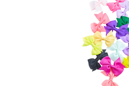 Multi color hair bows isolated on white.の写真素材