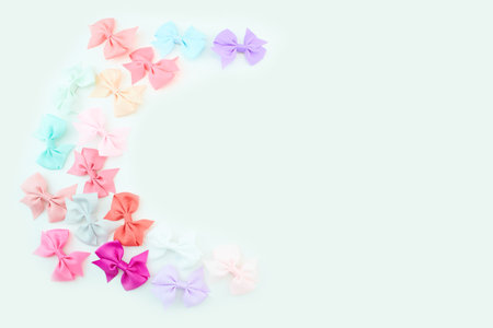 Multi color hair bows isolated on white.の写真素材