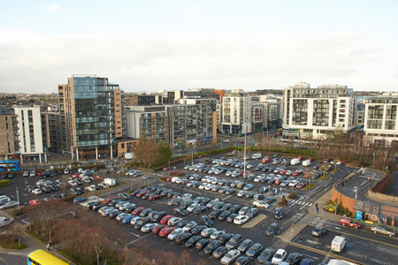 Aerial photo of a large shopping centre known as Tallaght Square.のeditorial素材