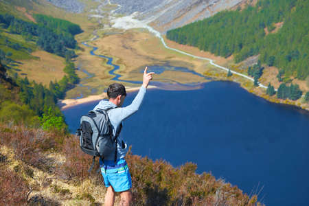 Tourist in mountains, Wicklow National Park.