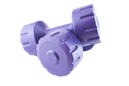 Two of dumbbells isolated on white background.の写真素材