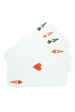 Four aces cards isolated on white background.