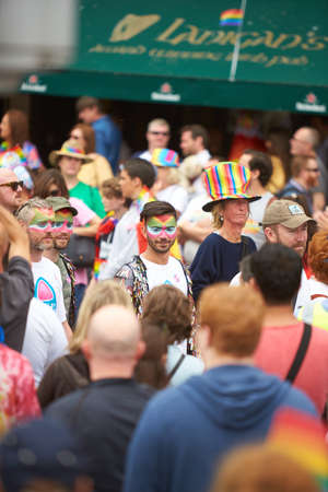 Pride Dublin 2019. Public event for homosexual rights with a parade on the lakeside of the city.