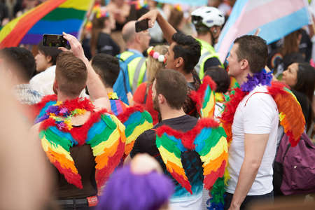 Pride Dublin 2019. Public event for homosexual rights with a parade on the lakeside of the city.