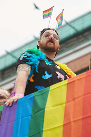 Public event for homosexual rights with a parade on the lakeside of the city.