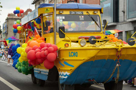 Public event for homosexual rights with a parade on the lakeside of the city.