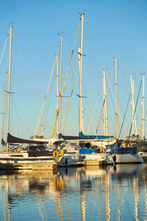 A boats on harbor in the evening.の写真素材