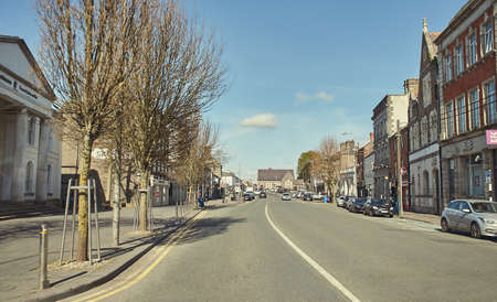Naas, Ireland - 04.03.2022: Ireland's streets with cars, garda  pedestrians, people and cyclists.のeditorial素材