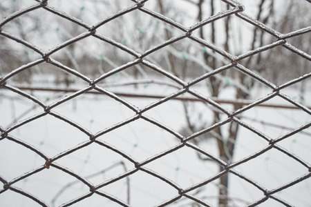 Ice fence. Winter landscape with snow.の写真素材