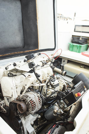 Close up of the powerful engine of the modern car.