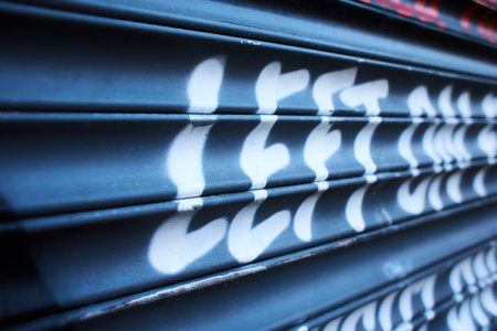 Dublin, Ireland - 01.27.2023: Beautiful inscription "left"on wall. Abstract text of spray painted. Urban styleのeditorial素材