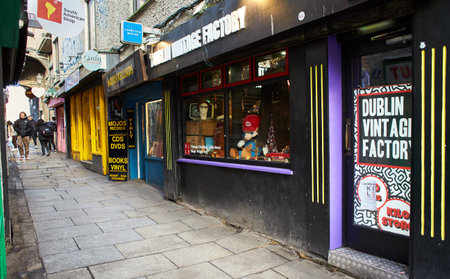 Dublin, Ireland - 01.27.2023: The Pub landmark in Dublin's cultural quarter visited by thousands of tourists every year. People around The pub.のeditorial素材