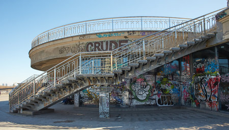 Kyiv, Ucraine-03.30.2023: Graffiti Under Stairsのeditorial素材