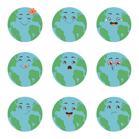Earth Planet emotions set collectionのイラスト素材