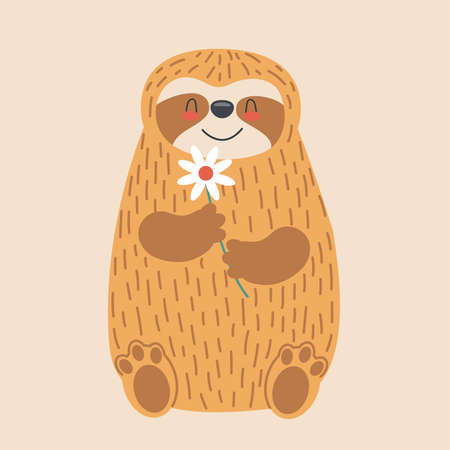 Funny cute sloth. Illustration for childrenのイラスト素材