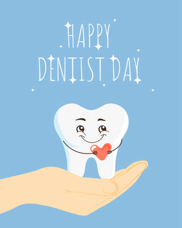 Happy Dentist Day. Cartoon vector illustrationのイラスト素材