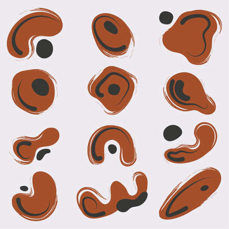 A set contemporary graphics shapes. Doodle abstract objects and trendy forms. Creative hand drawn scribbles primitive vector styleのイラスト素材