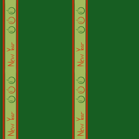 A vibrant green background adorned with red and green ornaments, emphasizes the New Year spirit. The cheerful text adds a playful touch that enhances the festive atmosphere.の写真素材