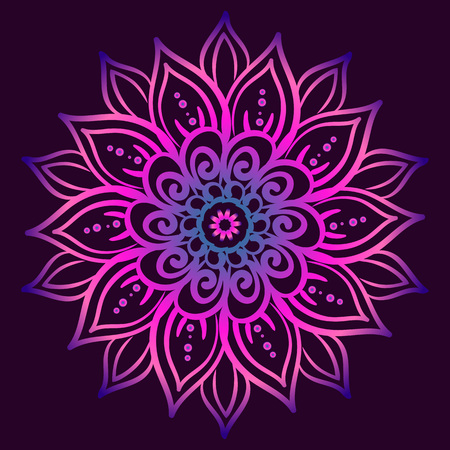 Outline flower mandala. Floral design element.のイラスト素材