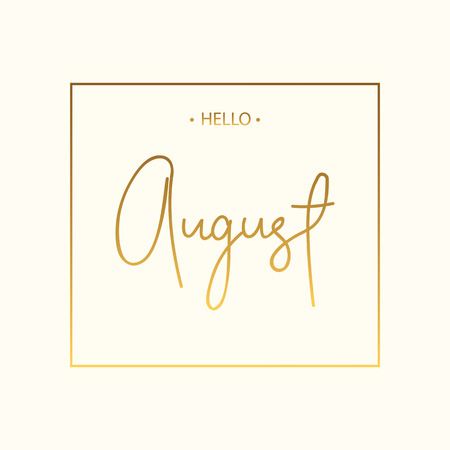 Hello august lettering print.Vector illustration.のイラスト素材