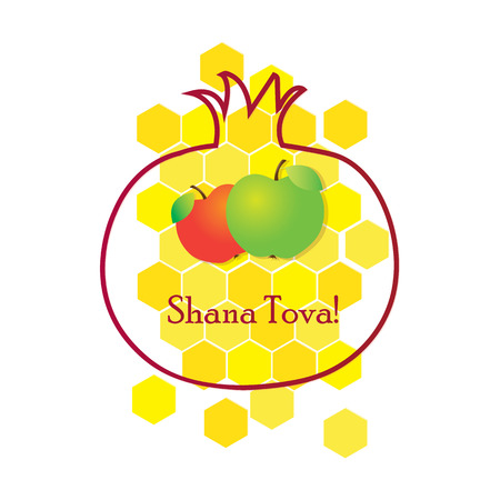 Greeting card for Jewish New Year. Rosh Hashanah.のイラスト素材