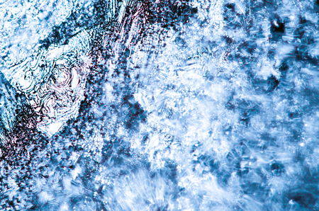 Ice patterns on glass on Christmas Eve. Texture ice crystals.の写真素材
