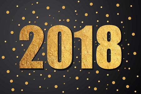 Happy New Year 2018. Gold Numbers Design of greeting card. Vector illustrationのイラスト素材