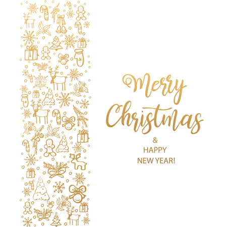 Merry Christmas and Happy New Year. Hand Drawn. Vector illustration.のイラスト素材
