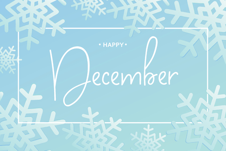 Happy December calligraphy inscription, vector illustration.のイラスト素材