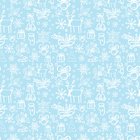 Hand drawn seamless pattern with Christmas elements.のイラスト素材