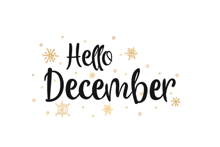 Hello December calligraphy inscription, vector illustration.のイラスト素材