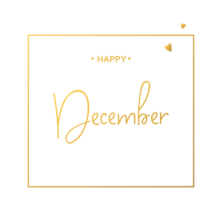 Happy December calligraphy inscription.Vector illustrationのイラスト素材