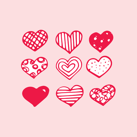 Hand drawn hearts. Design elements for Valentine's day. Vector illustrationのイラスト素材