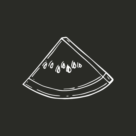 Vector image. Picture of the outline of an watermelon. Sliced watermelon. Hand drawnのイラスト素材