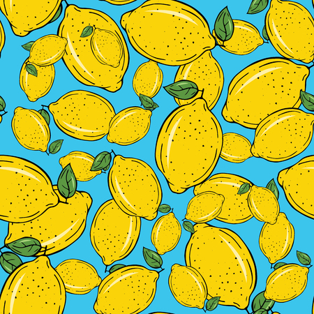 Fresh Lemons seamless pattern vector illustration. Summer designのイラスト素材