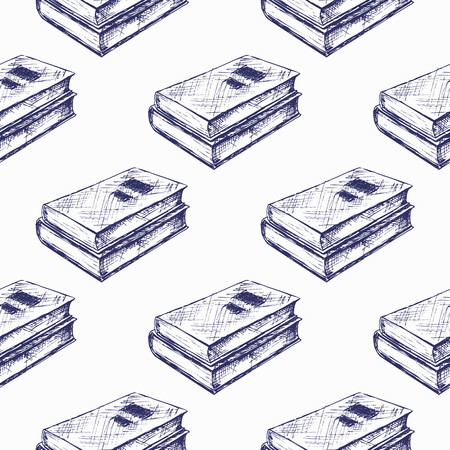 Seamless pattern with books. Vector illustration. Hand drawnのイラスト素材