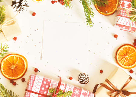Christmas  background for the holiday season. Top view with copy spaceの写真素材