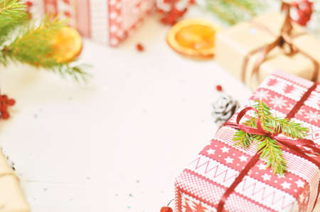 Christmas  background for the holiday season. Top view with copy space
