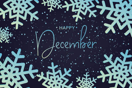 Happy December calligraphy inscription. Vector illustrationのイラスト素材
