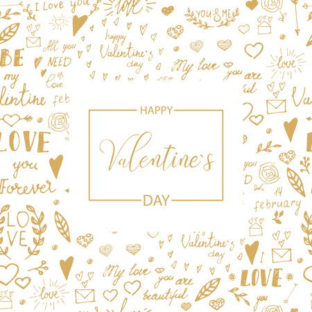 Happy Valentines Day. Card for Valentine's Day. Hand drawn. Vector illustrationのイラスト素材