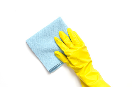 Detergents and cleaning accessories. Cleaning service, small business idea, spring cleaning concept. Flat lay, Top view.の写真素材