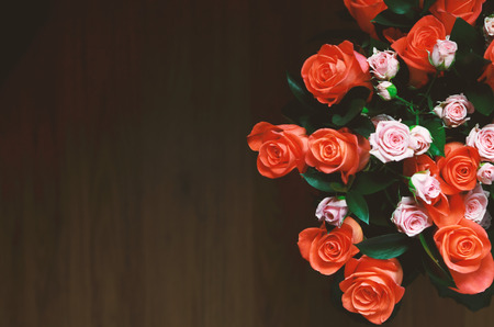 Bouquet of flowers - a composition of roses. Background for the postcard. - Image. Space for text.の写真素材