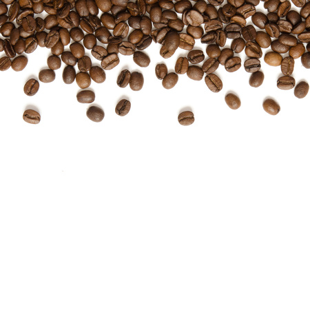 Roasted Coffee Beans background texture isolated on white background with copy space for text - Imageの写真素材