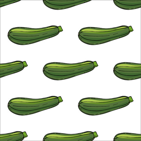 Seamless pattern of Fresh green zucchini. Vector illustrationのイラスト素材
