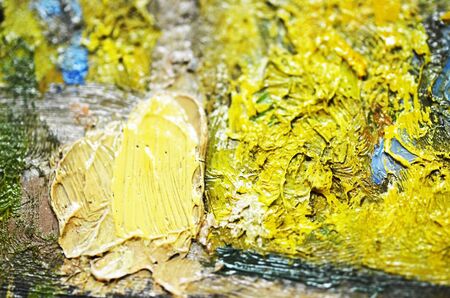 Artists oil paints multicolored closeup abstract background. Soft focus. - Imageの写真素材