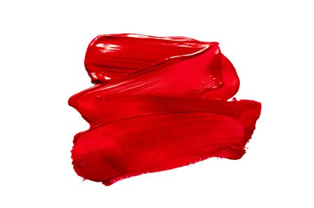 Structural paint red on a white background. Paint to smear. - Imageの写真素材